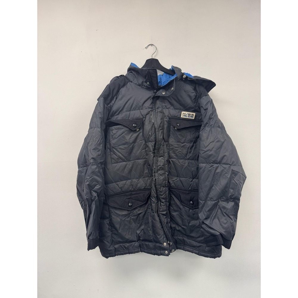 Vintage Tommy Jeans Jacket Mens 2XL Black Hooded Puffer Quilted Winter Parka